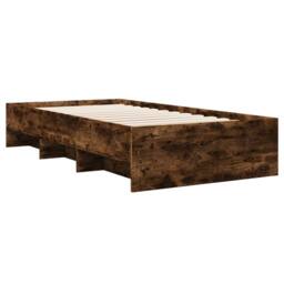 Berkfield Home Durable Bed Frame without Mattress Smoked Oak 100x200 cm Engineer in Brown - thumbnail 7