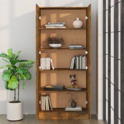 Berkfield Home Book Cabinet Smoked Oak 82.5x30.5x185.5 cm Engineered Wood in Brown - thumbnail 3