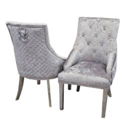Stratus Interiors Bentley Velvet Lion Knocker Kitchen Dining Chair 56Wx72Dx103H 1 Pcs in Light Grey - Size: 100 cm x 60 cm - thumbnail 2