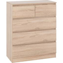 Seconique Malvern 3+2 Drawer Chest - Sonoma Oak in Light Oak - thumbnail 2