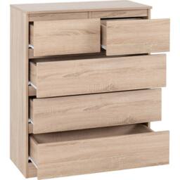 Seconique Malvern 3+2 Drawer Chest - Sonoma Oak in Light Oak - thumbnail 3