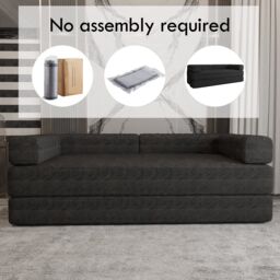 MN Furniture Modern 3 Seater Sofa Bed - Easy Setup No Assembly Required in Black - thumbnail 1