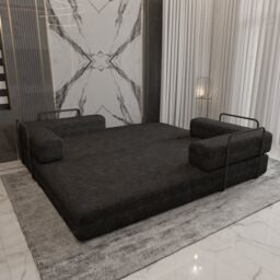 MN Furniture Modern 3 Seater Sofa Bed - Easy Setup No Assembly Required in Black - thumbnail 5