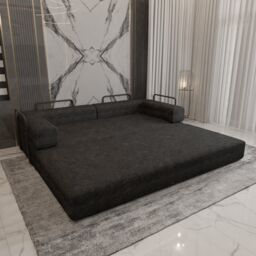 MN Furniture Modern 3 Seater Sofa Bed - Easy Setup No Assembly Required in Black - thumbnail 4
