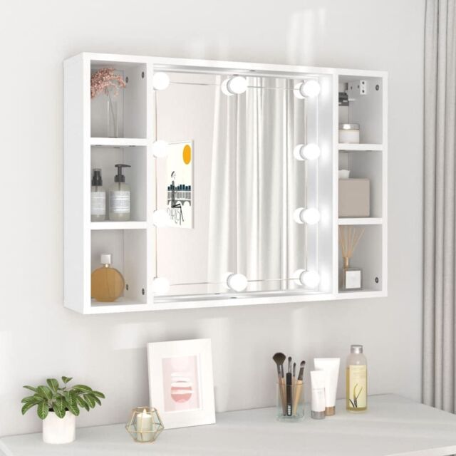 Berkfield Home Mirror Cabinet with LED White 76x15x55 cm - Size: 76 x 15 x 55 cm - image 1