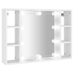 Berkfield Home Mirror Cabinet with LED White 76x15x55 cm - Size: 76 x 15 x 55 cm - thumbnail 2