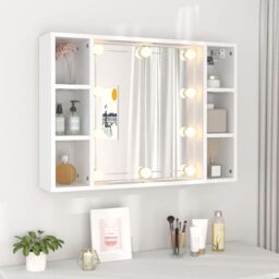 Berkfield Home Mirror Cabinet with LED White 76x15x55 cm - Size: 76 x 15 x 55 cm - thumbnail 4