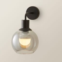 ValueLights Bellamy Pair of Globe Glass Shade Rechargeable Wall Lights in Black - thumbnail 4