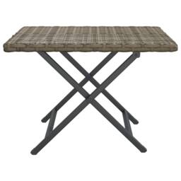 Berkfield Home Folding Table Grey 45x35x32 cm Poly Rattan - Size: 45 x 35 x 32 cm - thumbnail 3