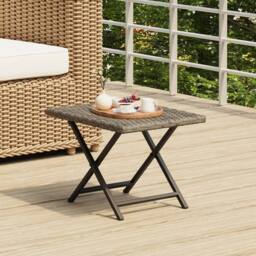 Berkfield Home Folding Table Grey 45x35x32 cm Poly Rattan - Size: 45 x 35 x 32 cm - thumbnail 2