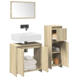 Berkfield Home Practical 3 Piece Bathroom Furniture Set Sonoma Oak Engineered Wood in Natural - thumbnail 2