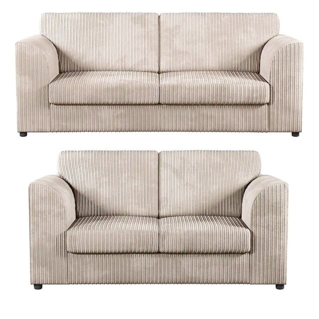 Furniture 786 Jumbo Cord Full Back 3+2 Seater Sofa Set in Ivory - image 1