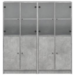 Berkfield Home Bookcase with Doors Concrete Grey 136x37x142 cm Engineered Wood - Size: 136 x 37 x 142 cm - thumbnail 7