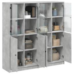 Berkfield Home Bookcase with Doors Concrete Grey 136x37x142 cm Engineered Wood - Size: 136 x 37 x 142 cm - thumbnail 5