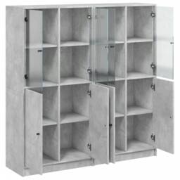 Berkfield Home Bookcase with Doors Concrete Grey 136x37x142 cm Engineered Wood - Size: 136 x 37 x 142 cm - thumbnail 6