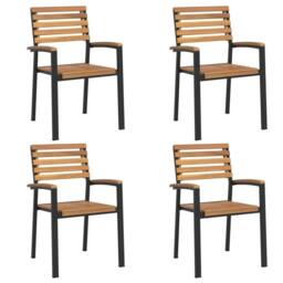 Berkfield Home 5 Piece Garden Dining Set Solid Wood Acacia & Metal in Brown - thumbnail 3