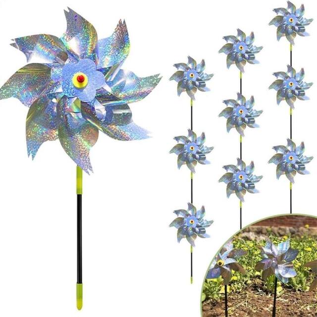 FLAVORA Silver - 10pcs Reflective Wind Spinner Bird Repellent - Size: 0.6m2 - image 1