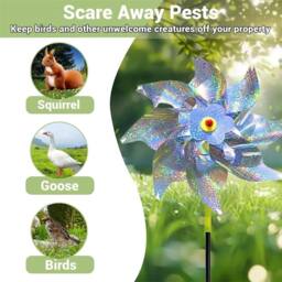 FLAVORA Silver - 10pcs Reflective Wind Spinner Bird Repellent - Size: 0.6m2 - thumbnail 3