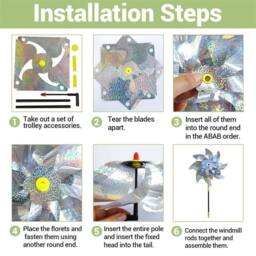 FLAVORA Silver - 10pcs Reflective Wind Spinner Bird Repellent - Size: 0.6m2 - thumbnail 4