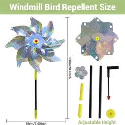 FLAVORA Silver - 10pcs Reflective Wind Spinner Bird Repellent - Size: 0.6m2 - thumbnail 2