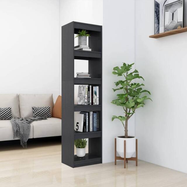 Berkfield Home Beautiful Book Cabinet/Room Divider Grey 40x30x167.5 cm Solid Pinewood - image 1
