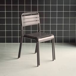 sweeek Pair Of Steel & Stackable Garden Chairs in Grey - thumbnail 4