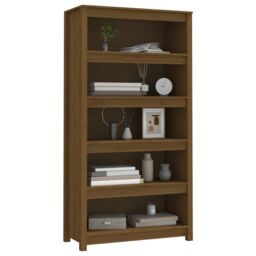 Berkfield Home Book Cabinet Honey Brown 80x35x154 cm Solid Wood Pine - Size: 80 x 35 x 154 cm - thumbnail 4