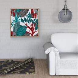 Warren Reed - Designer Jungle Exotic Summer Tropical Leaves Framed Canvas in Light Brown - Size: w40 inch x h40 inch - thumbnail 2