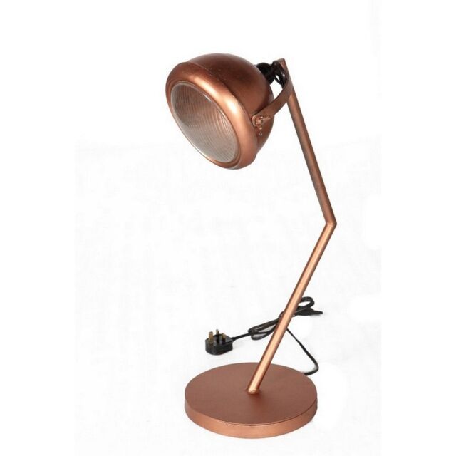 Indian Hub Copper Lamp Stand - Metal - L28 x W35 x H65 cm in Brown - image 1