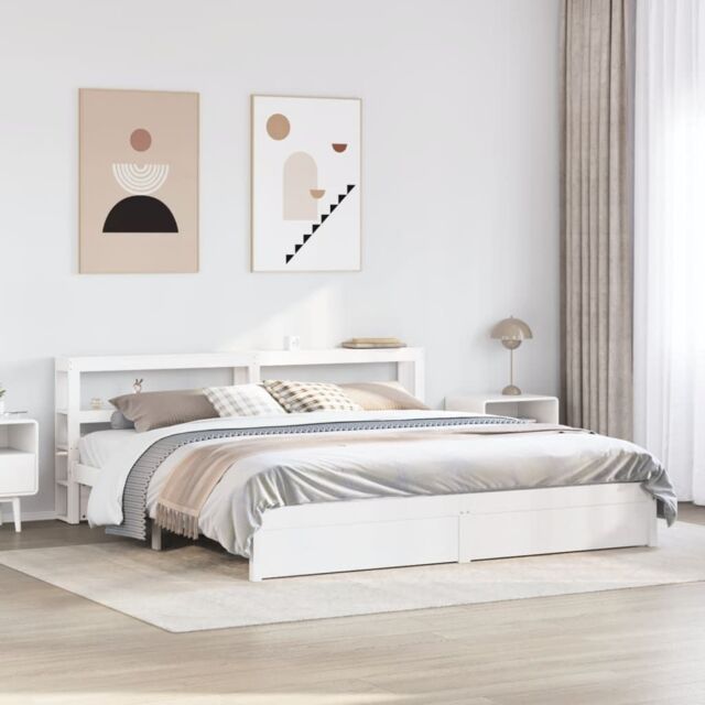 Berkfield Home Bed Frame with Headboard without Mattress White 200x200 cm - image 1