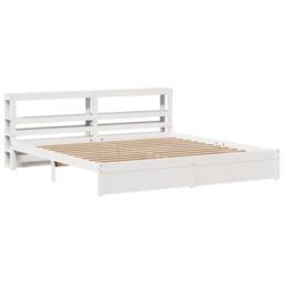 Berkfield Home Bed Frame with Headboard without Mattress White 200x200 cm - thumbnail 3