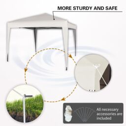 MCC Direct Gazebo 3x3 Pop Up Garden Party Tent 3m x 3m Marquee Canopy in Off-White - thumbnail 3