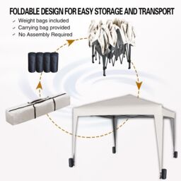 MCC Direct Gazebo 3x3 Pop Up Garden Party Tent 3m x 3m Marquee Canopy in Off-White - thumbnail 2