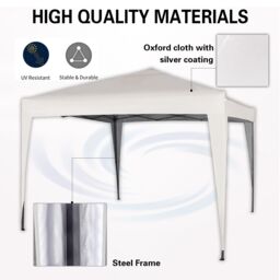 MCC Direct Gazebo 3x3 Pop Up Garden Party Tent 3m x 3m Marquee Canopy in Off-White - thumbnail 5