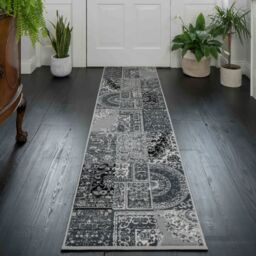 Kukoon Black Grey Monochrome Traditional Patchwork Living Area Rug - Size: 160 cm x 230 cm - thumbnail 6