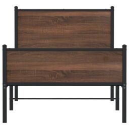 Berkfield Home Metal Bed Frame without Mattress Brown Oak 75x190 cm Small Single - thumbnail 5
