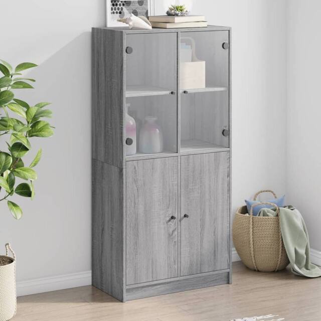 Berkfield Home Highboard with Doors Grey Sonoma 68x37x142 cm Engineered Wood - Size: 68 x 37 x 142 cm - image 1