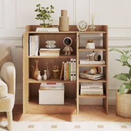 Gymax Shoe Cabinet With 2 Doors Shoe Organizer With Adjustable Inner Shelves in Natural - thumbnail 8