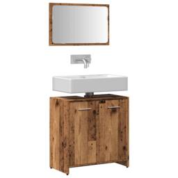 Berkfield Home Durable Bathroom Cabinet with Mirror Old Wood Engineered Wood in Brown - thumbnail 2