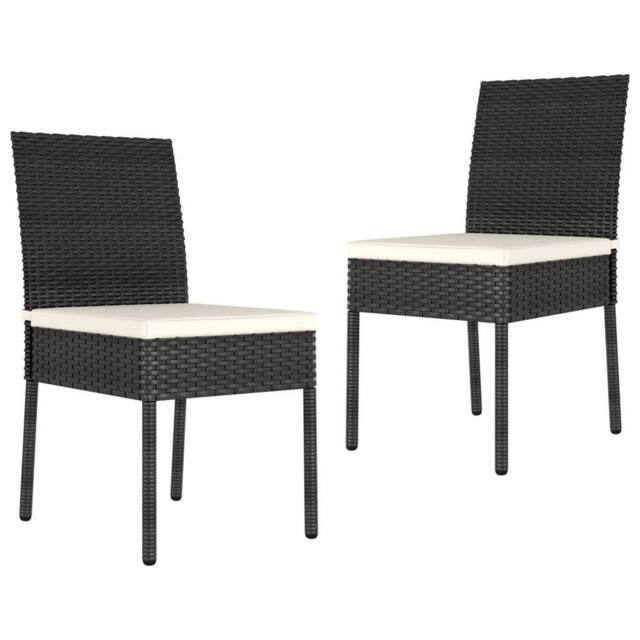 Berkfield Home Durable 3 Piece Outdoor Dining Set with Cushions Poly Rattan Black - image 1