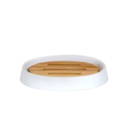 Showerdrape Sonata Black & Bamboo Soap Dish in White - thumbnail 3