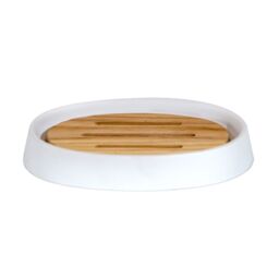 Showerdrape Sonata Black & Bamboo Soap Dish in White - thumbnail 2