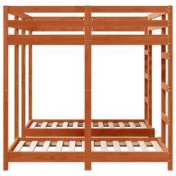 Berkfield Home Triple Bunk Bed Frame Wax brown 140 x 200 cm Solid Pine Wood - thumbnail 5