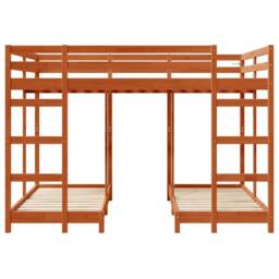 Berkfield Home Triple Bunk Bed Frame Wax brown 140 x 200 cm Solid Pine Wood - thumbnail 4