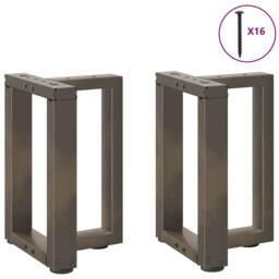 Berkfield Home Coffee Table Legs T-Shaped¬†2 pcs Natural Steel 28x25x(42-43) cm Steel in Black - thumbnail 4