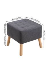 Living and Home Linen Upholstered Footstool in Dark Grey - thumbnail 3