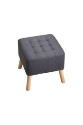 Living and Home Linen Upholstered Footstool in Dark Grey - thumbnail 4