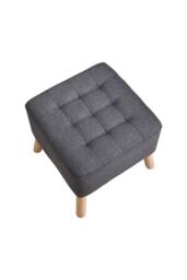 Living and Home Linen Upholstered Footstool in Dark Grey - thumbnail 6