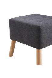 Living and Home Linen Upholstered Footstool in Dark Grey - thumbnail 7