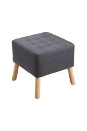 Living and Home Linen Upholstered Footstool in Dark Grey - thumbnail 5